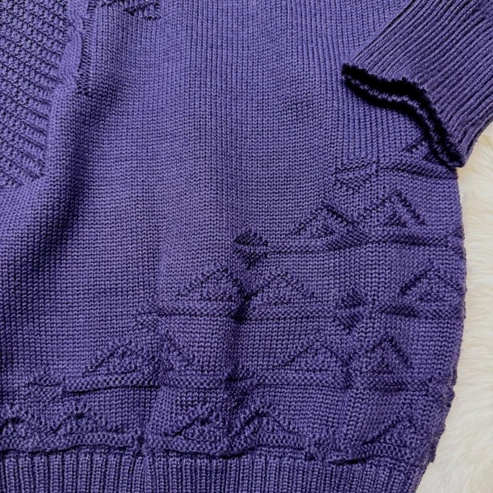 BOGNER vintage Purple Textured Knit Turtleneck Sweater Women's Size M Wool Blend